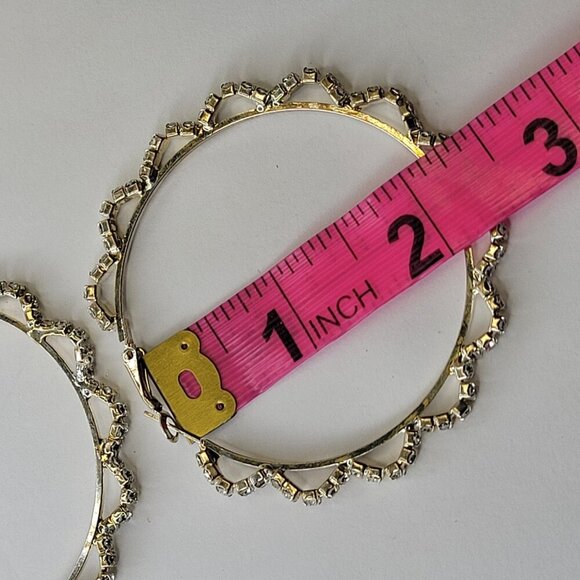 Silver with Crystal Hoop Earrings - Picture 3 of 4